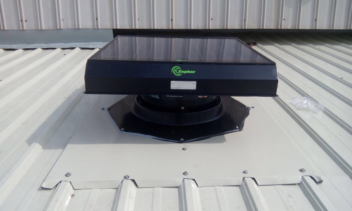 Solar ventilator on cathedral ceiling